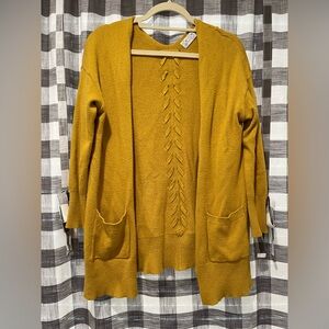 Poof! Mustard Cardigan Sweater